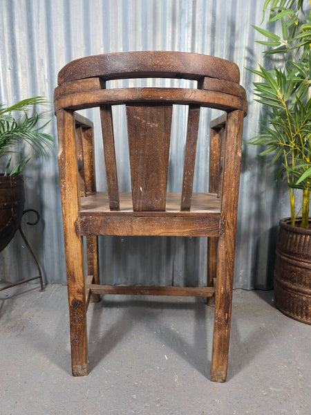 Vintage Rustic Indian Teak Wooden Gandhi Armchair Garden Seat