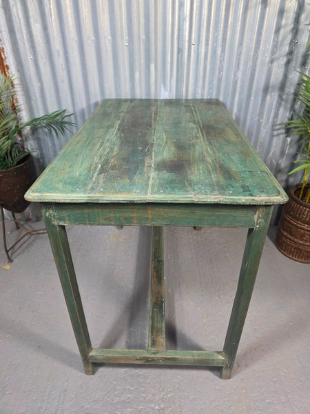 Vintage Rustic Indian Solid Wooden Desk Console Hallway Kitchen Island Table