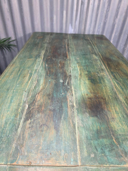 Vintage Rustic Indian Solid Wooden Desk Console Hallway Kitchen Island Table
