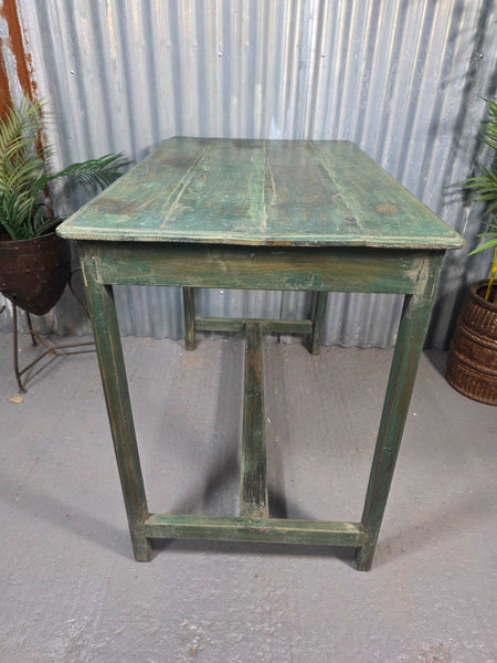 Vintage Rustic Indian Solid Wooden Desk Console Hallway Kitchen Island Table
