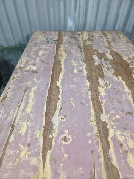 Vintage Rustic Reclaimed Glazed Indian Solid Wooden Desk Console Hallway Table