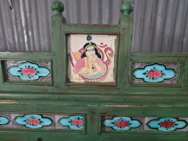 Large Vintage Indian Colonial Solid Wooden Glazed Sideboard Drinks Cabinet