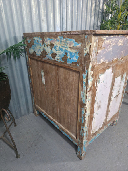 Vintage Rustic Reclaimed Glazed Indian Solid Wooden Desk Console Hallway Table