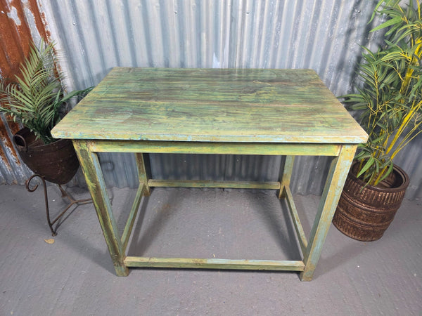 Vintage Rustic Indian Solid Wooden Desk Console Hallway Kitchen Island Table