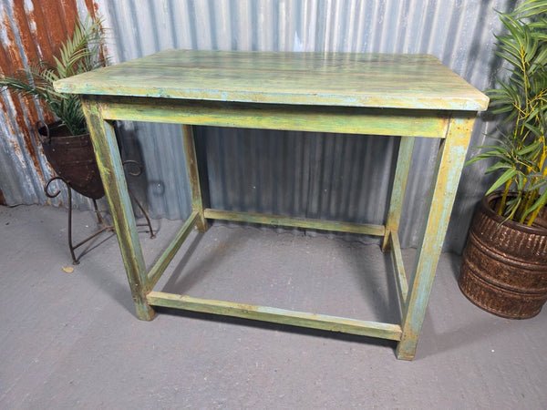 Vintage Rustic Indian Solid Wooden Desk Console Hallway Kitchen Island Table