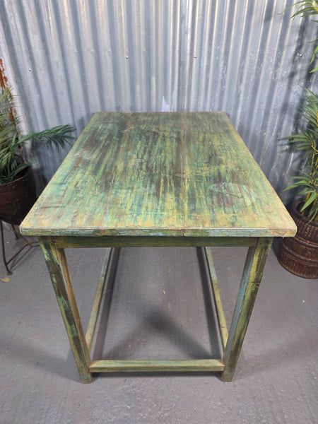 Vintage Rustic Indian Solid Wooden Desk Console Hallway Kitchen Island Table