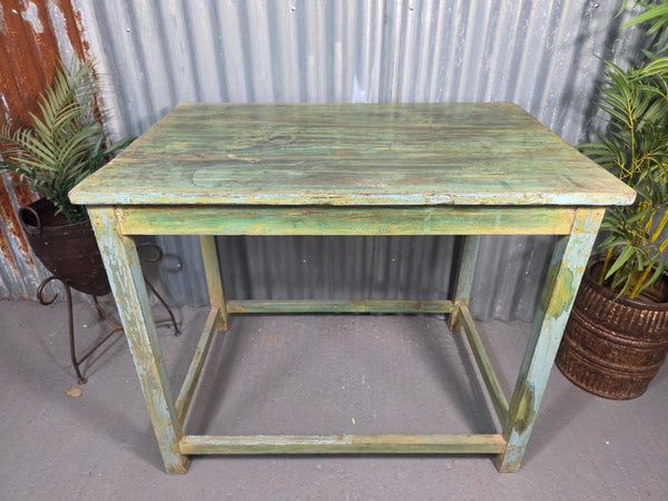 Vintage Rustic Indian Solid Wooden Desk Console Hallway Kitchen Island Table