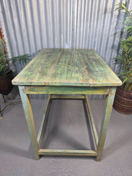 Vintage Rustic Indian Solid Wooden Desk Console Hallway Kitchen Island Table