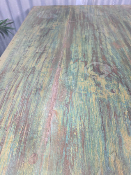 Vintage Rustic Indian Solid Wooden Desk Console Hallway Kitchen Island Table