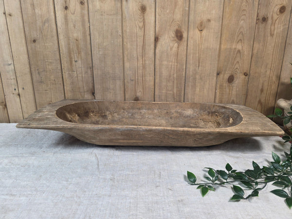 Vintage Antique primitive Rustic Hand Carved Hungarian Wooden Dough Bowl Trough