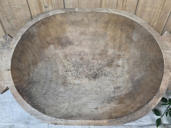 Vintage Antique primitive Rustic Hand Carved Hungarian Wooden Dough Bowl Trough