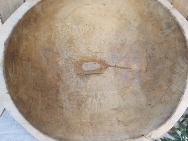 Vintage Antique primitive Rustic Hand Carved Hungarian Wooden Dough Bowl Trough