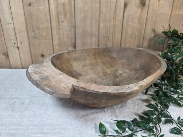 Vintage Antique primitive Rustic Hand Carved Hungarian Wooden Dough Bowl Trough