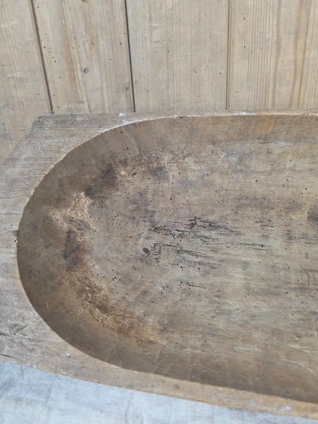 Vintage Antique primitive Rustic Hand Carved Hungarian Wooden Dough Bowl Trough