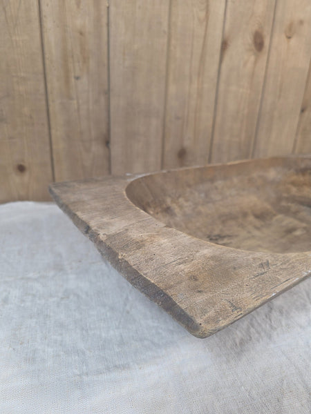 Vintage Antique primitive Rustic Hand Carved Hungarian Wooden Dough Bowl Trough