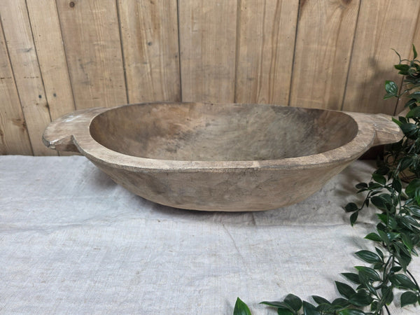 Vintage Antique primitive Rustic Hand Carved Hungarian Wooden Dough Bowl Trough