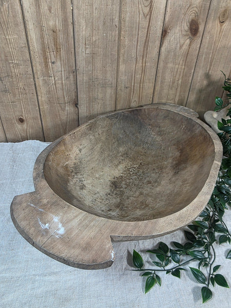 Vintage Antique primitive Rustic Hand Carved Hungarian Wooden Dough Bowl Trough