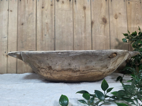 Vintage Antique primitive Rustic Hand Carved Hungarian Wooden Dough Bowl Trough