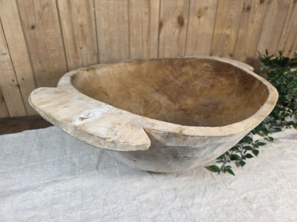 Vintage Antique primitive Rustic Hand Carved Hungarian Wooden Dough Bowl Trough