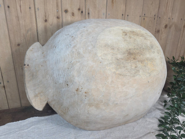 Vintage Antique primitive Rustic Hand Carved Hungarian Wooden Dough Bowl Trough