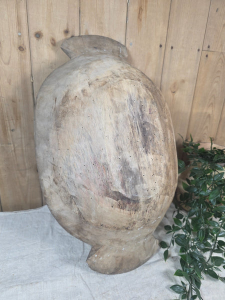 Vintage Antique primitive Rustic Hand Carved Hungarian Wooden Dough Bowl Trough