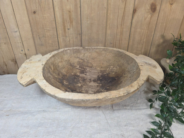 Vintage Antique primitive Rustic Hand Carved Hungarian Wooden Dough Bowl Trough