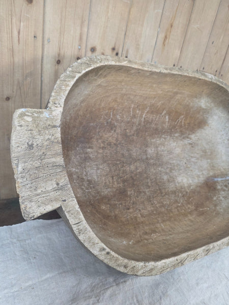 Vintage Antique primitive Rustic Hand Carved Hungarian Wooden Dough Bowl Trough
