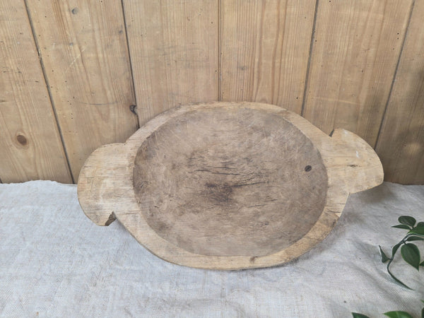 Vintage Antique primitive Rustic Hand Carved Hungarian Wooden Dough Bowl Trough
