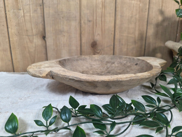 Vintage Antique primitive Rustic Hand Carved Hungarian Wooden Dough Bowl Trough