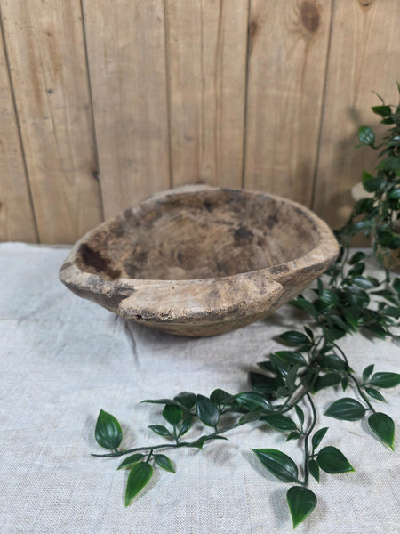 Vintage Antique primitive Rustic Hand Carved Hungarian Wooden Dough Bowl Trough