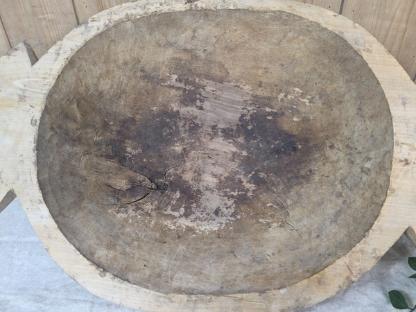 Vintage Antique primitive Rustic Hand Carved Hungarian Wooden Dough Bowl Trough