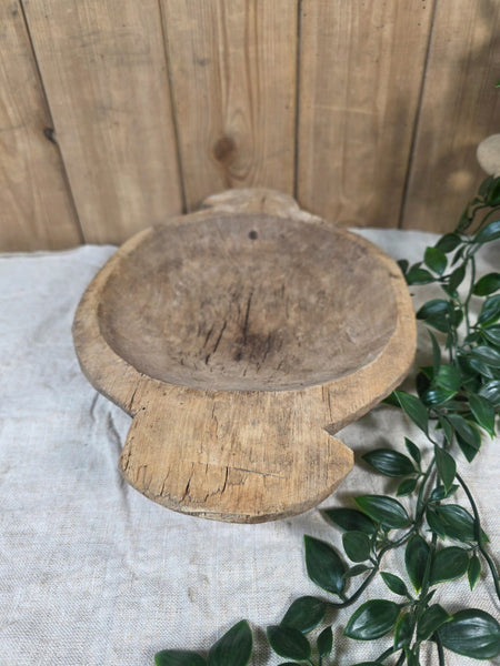 Vintage Antique primitive Rustic Hand Carved Hungarian Wooden Dough Bowl Trough