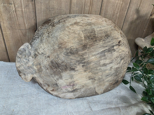 Vintage Antique primitive Rustic Hand Carved Hungarian Wooden Dough Bowl Trough