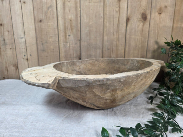 Vintage Antique primitive Rustic Hand Carved Hungarian Wooden Dough Bowl Trough