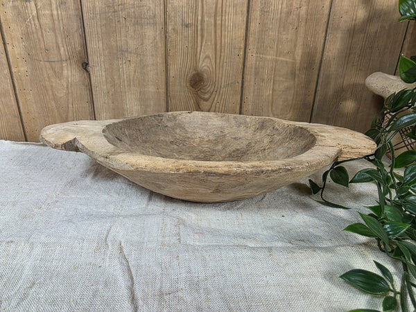 Vintage Antique primitive Rustic Hand Carved Hungarian Wooden Dough Bowl Trough