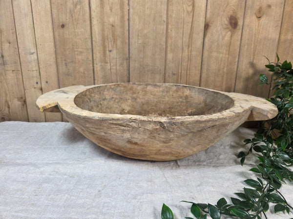 Vintage Antique primitive Rustic Hand Carved Hungarian Wooden Dough Bowl Trough