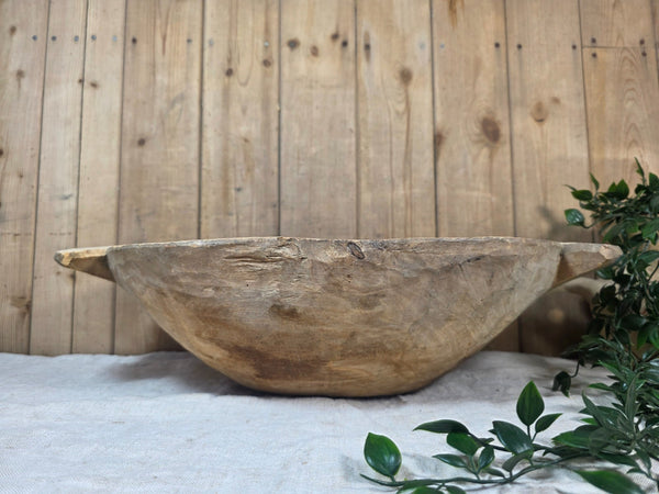 Vintage Antique primitive Rustic Hand Carved Hungarian Wooden Dough Bowl Trough