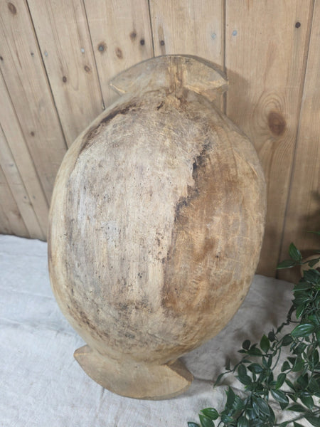 Vintage Antique primitive Rustic Hand Carved Hungarian Wooden Dough Bowl Trough