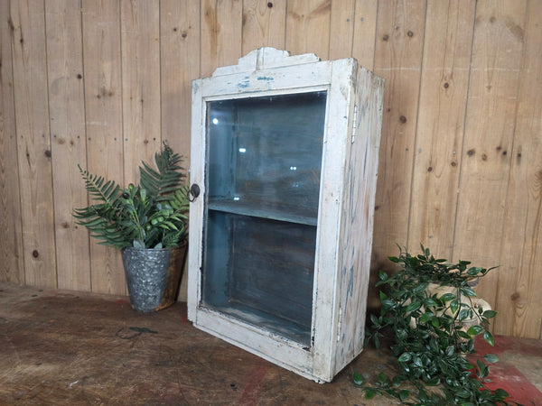 Vintage Indian Wooden Glazed Display Bathroom Kitchen Herb Spice Wall Cabinet