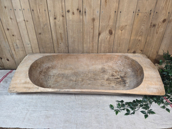 Vintage Antique primitive Rustic Hand Carved Hungarian Wooden Dough Bowl Trough