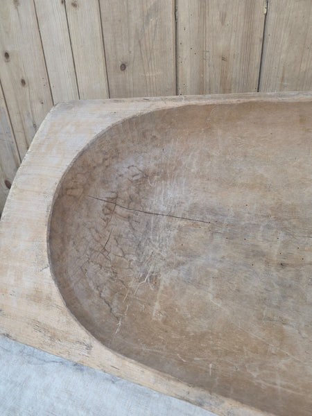 Vintage Antique primitive Rustic Hand Carved Hungarian Wooden Dough Bowl Trough