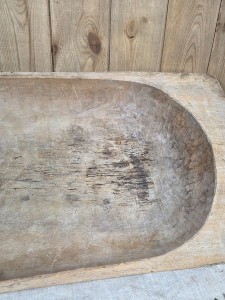 Vintage Antique primitive Rustic Hand Carved Hungarian Wooden Dough Bowl Trough