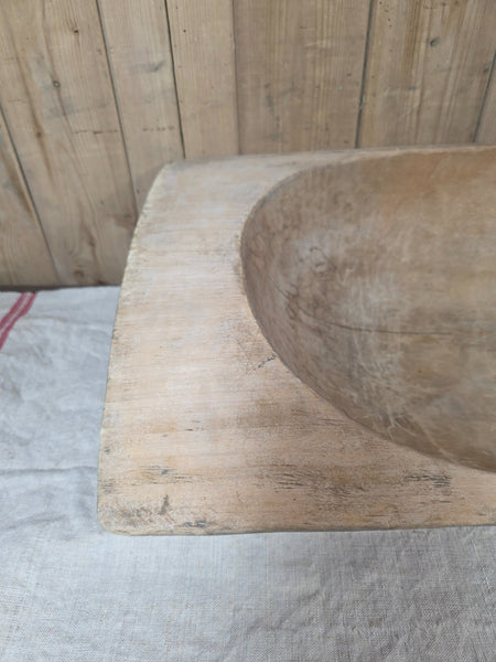 Vintage Antique primitive Rustic Hand Carved Hungarian Wooden Dough Bowl Trough