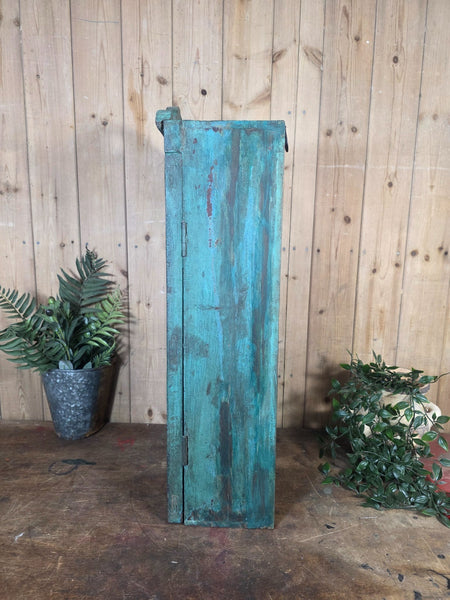 Vintage Indian Wooden Glazed Display Bathroom Kitchen Herb Spice Wall Cabinet