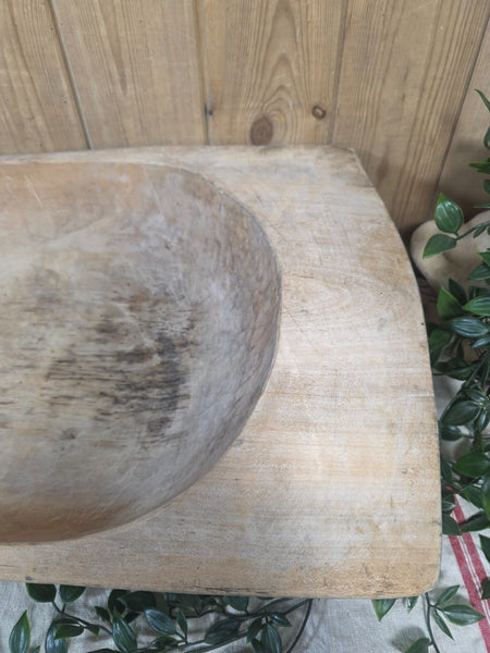 Vintage Antique primitive Rustic Hand Carved Hungarian Wooden Dough Bowl Trough