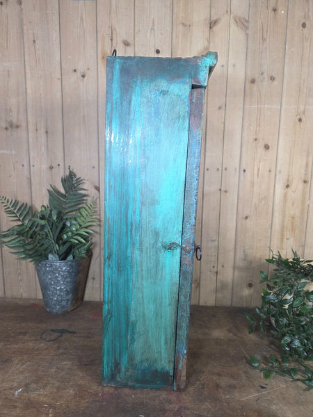 Vintage Indian Wooden Glazed Display Bathroom Kitchen Herb Spice Wall Cabinet