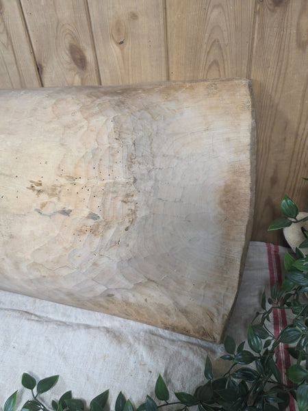 Vintage Antique primitive Rustic Hand Carved Hungarian Wooden Dough Bowl Trough