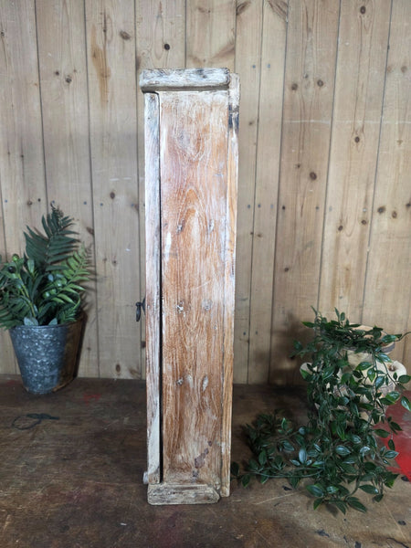 Vintage Indian Wooden Glazed Display Bathroom Kitchen Herb Spice Wall Cabinet