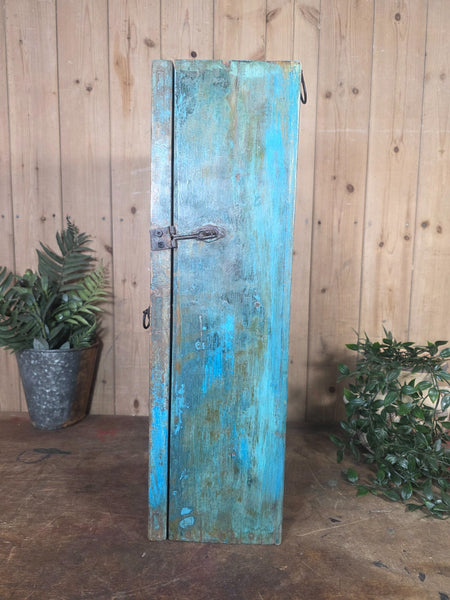 Vintage Indian Wooden Glazed Display Bathroom Kitchen Herb Spice Wall Cabinet