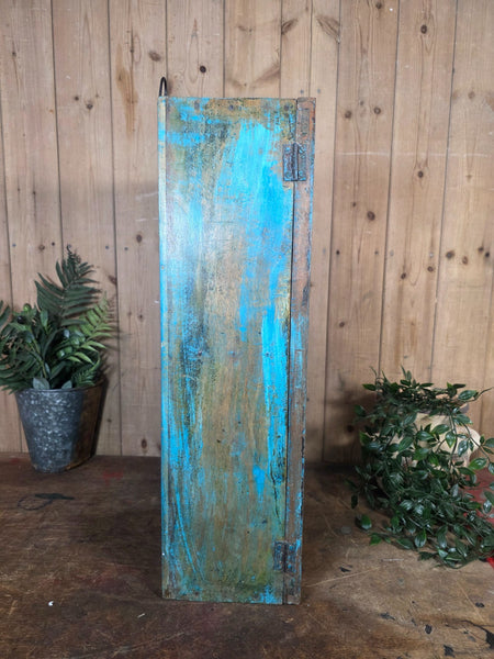 Vintage Indian Wooden Glazed Display Bathroom Kitchen Herb Spice Wall Cabinet